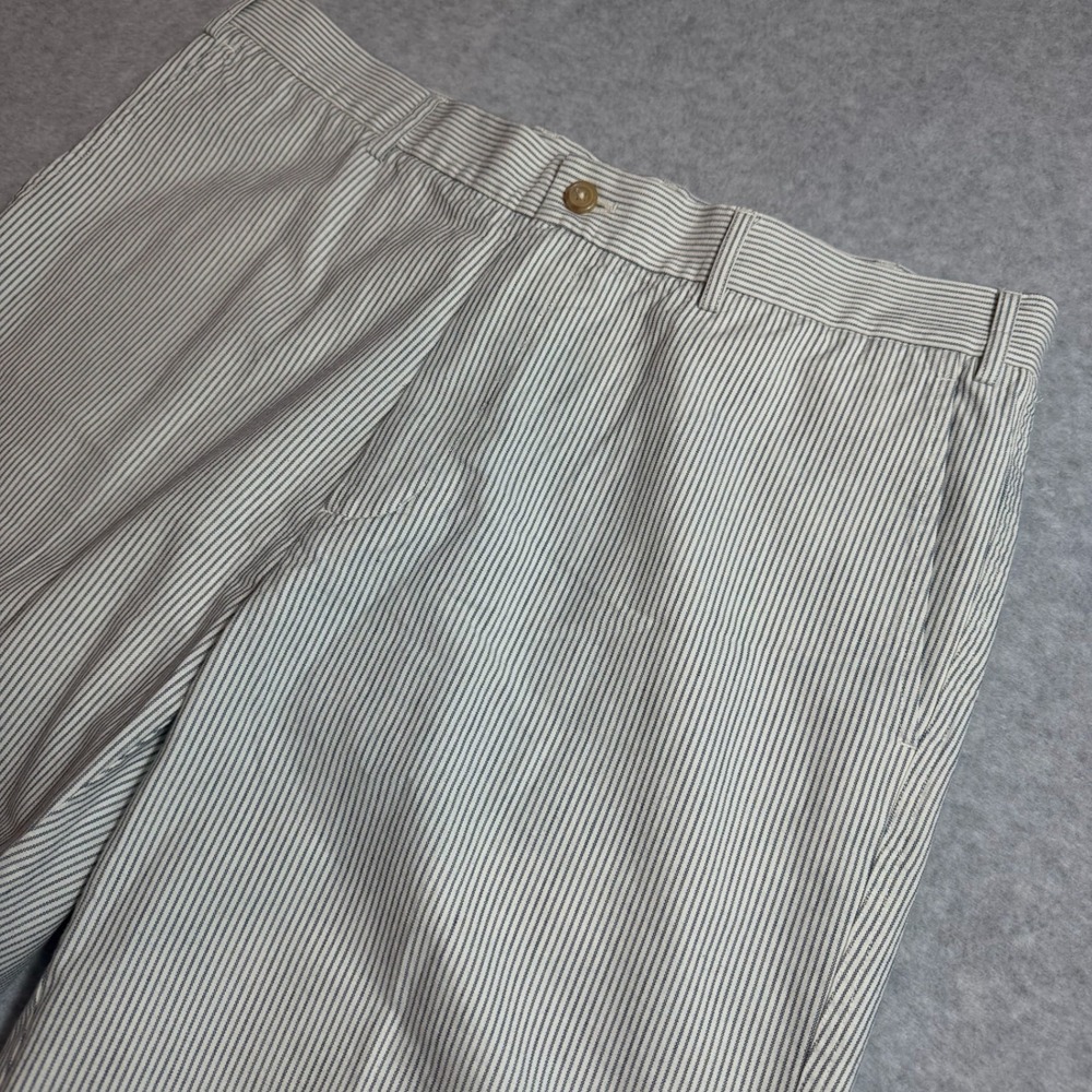 J.McLaughlin Shorts Mens 36 Blue White Seersucker Striped Flat Front